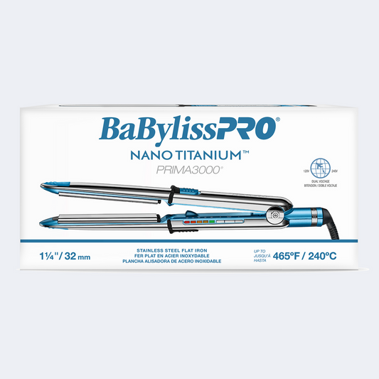 BaBylissPRO Prima 3100 Nano Titanium Ionic Flat Iron Hair Straightener 1"