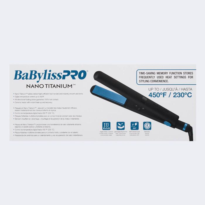 BaBylissPRO Nano Titanium Limited Edition Black & Blue Digital Flat Iron 1"
