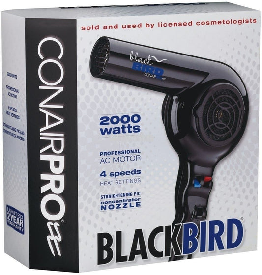 Conair Pro 2000 Watts Professional Black Bird Hair Blow Dryer