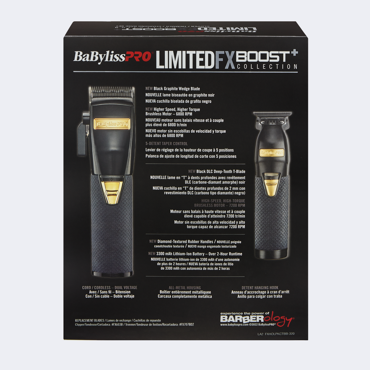 BaBylissPRO LimitedFX Boost+ Collection with Clipper, Trimmer & Charging Base Set - Black