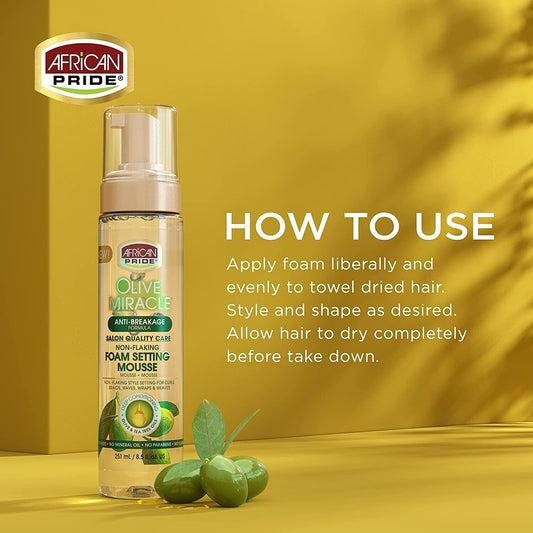 African Pride Olive Miracle Foam Setting Mousse
