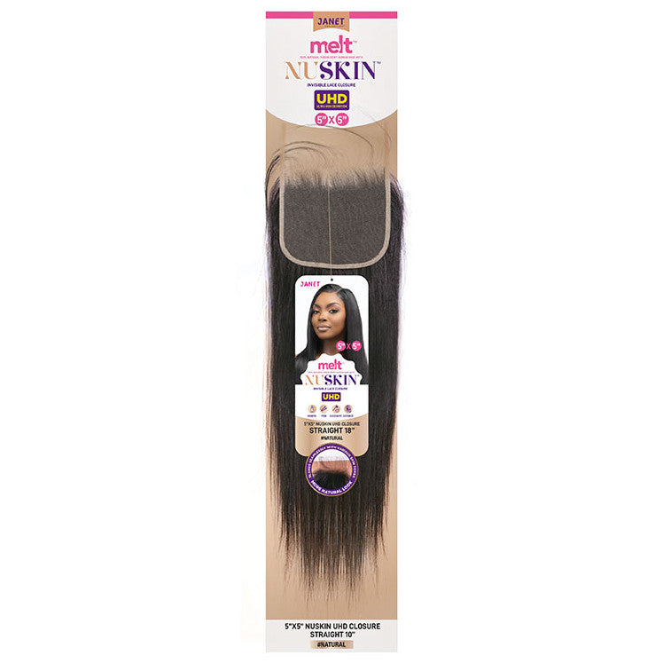 Janet Collection 100% Remi Human Hair Melt 5x5 NUSKIN HD Lace Closure - Straight (10"-14")