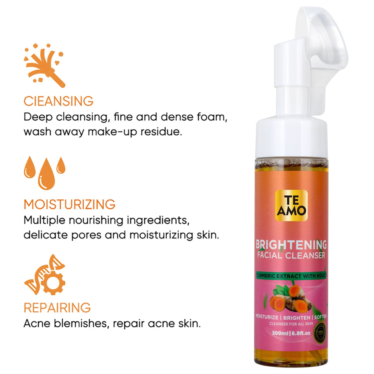 TE AMO Brightening Turmeric Kojic Acid Facial Cleanser (6.8oz)
