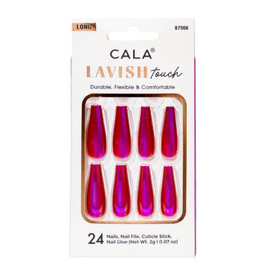 CALA Lavish Touch Long Coffin Nail - Magenta Chrome
