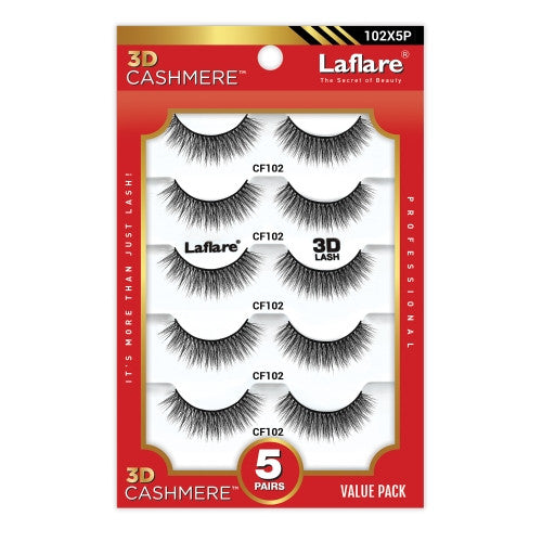 Laflare 100% Handmade 3D Cashmere Eyelashes Value Pack 5 Pairs