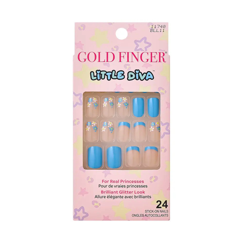 Kiss Gold Finger Little Diva Sticker Nails – Blue Daisy