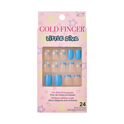 Kiss Gold Finger Little Diva Sticker Nails – Blue Daisy