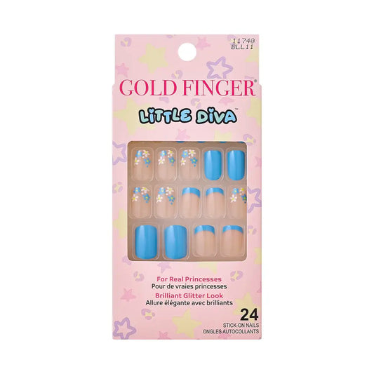 Kiss Gold Finger Little Diva Sticker Nails – Blue Daisy
