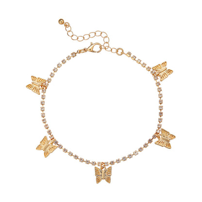 ARRIA 14K Gold Plated Butterflies Rhinestone Chain Anklet (#111- #140)