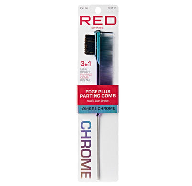 RED 100% Boar Bristle 3-in-1 Edge & Parting Comb (Pin Tail)