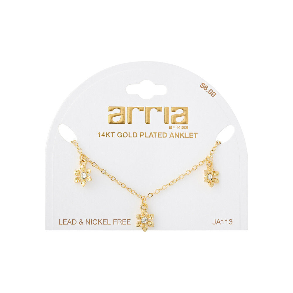 ARRIA 14K Gold Plated Butterflies Rhinestone Chain Anklet (#111- #140)