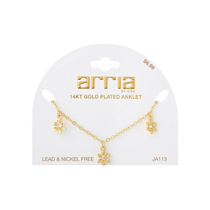 ARRIA 14K Gold Plated Butterflies Rhinestone Chain Anklet (#111- #140)