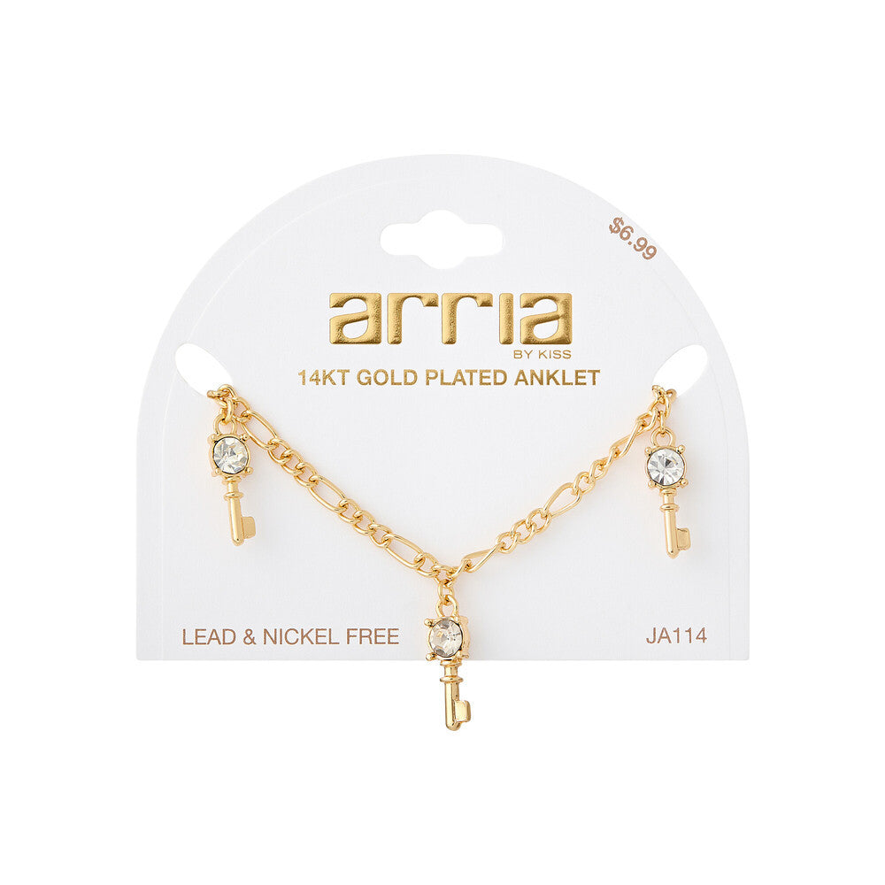 ARRIA 14K Gold Plated Butterflies Rhinestone Chain Anklet (#111- #140)