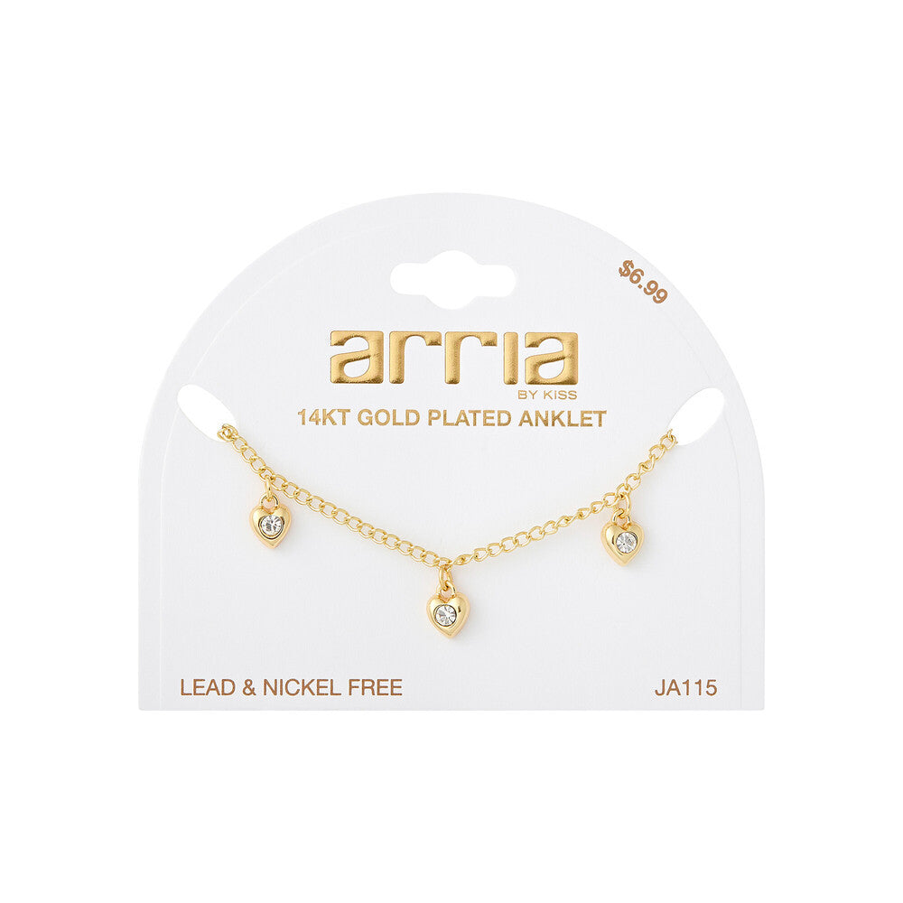 ARRIA 14K Gold Plated Butterflies Rhinestone Chain Anklet (#111- #140)