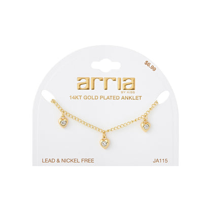 ARRIA 14K Gold Plated Butterflies Rhinestone Chain Anklet (#111- #140)