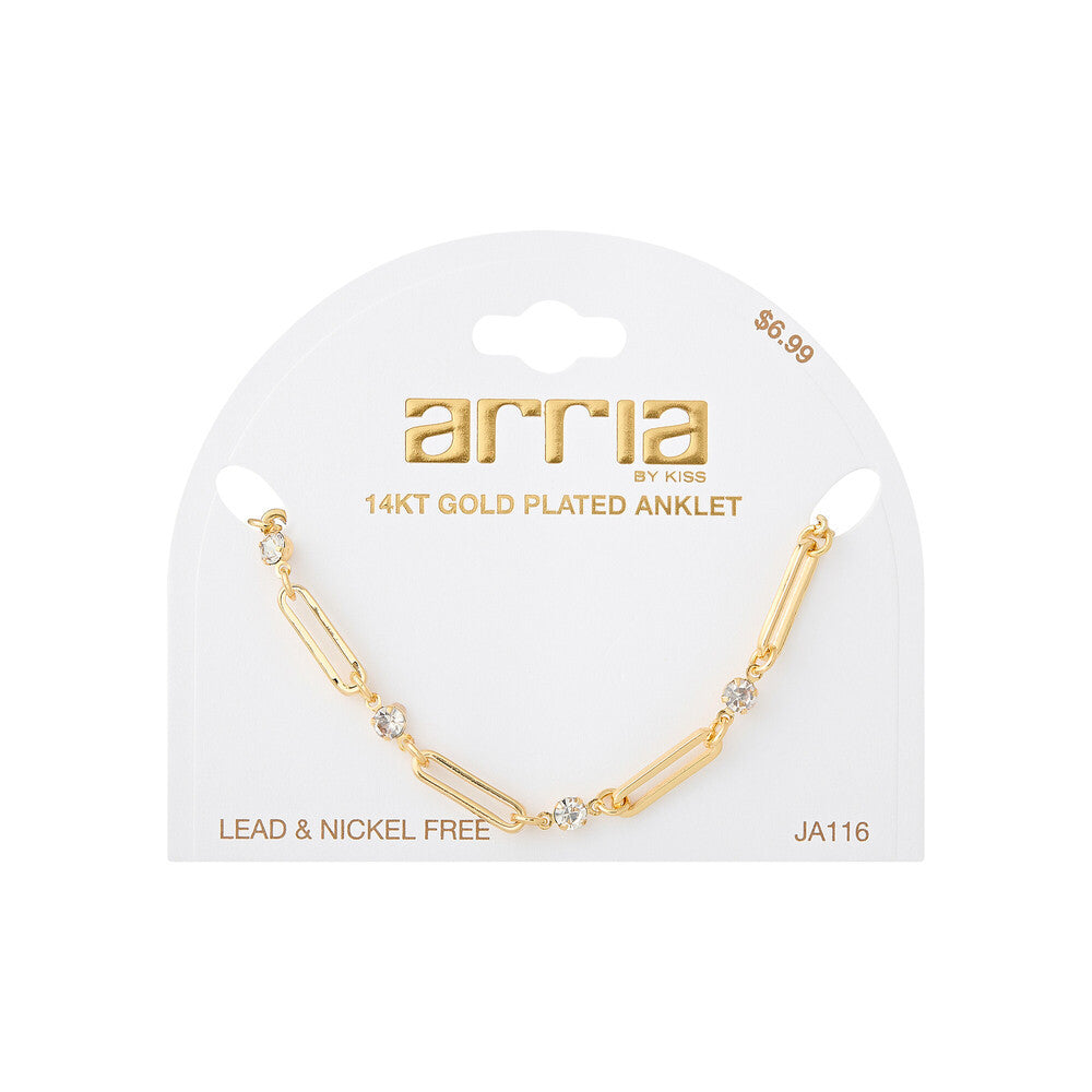 ARRIA 14K Gold Plated Butterflies Rhinestone Chain Anklet (#111- #140)