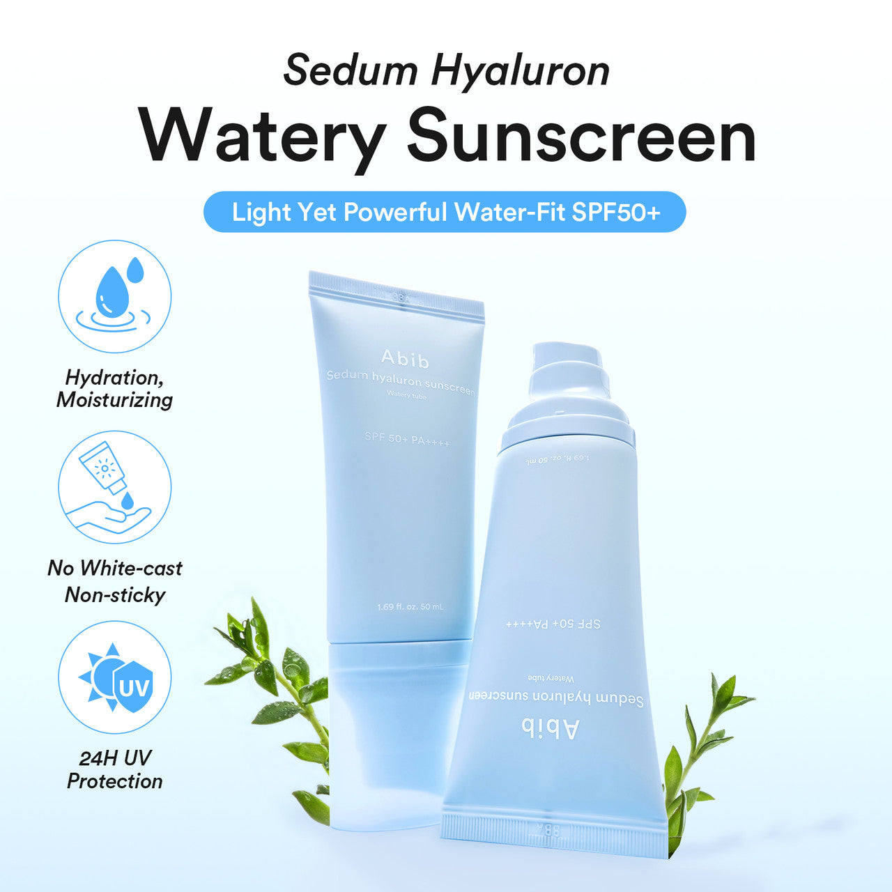 [Abib] Sedum Hyaluron Sunscreen Watery Tube SPF50+ PA++++ (1.69oz)