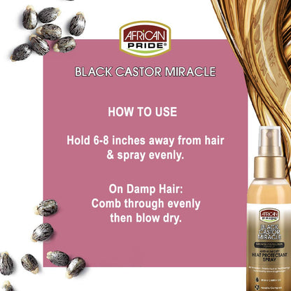 African Pride Black Castor Miracle Heat Protectant Spray