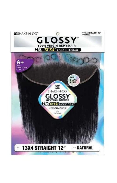 SHAKE N GO Glossy 100% Virgin Remy Hair 13X4 HD Lace Closure - Straight 12"