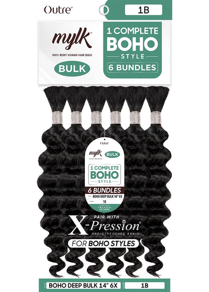 OUTRE 100% Remil Human Hair Baid - 6x Mylk Boho Deep Bulk (14"-18")