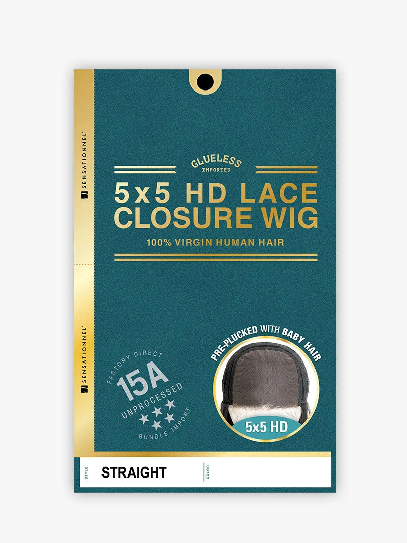 SENSATIONNEL 100% Virgin Human Hair 5X5 HD Lace Closure Wig - 15A Straight (20"-24")