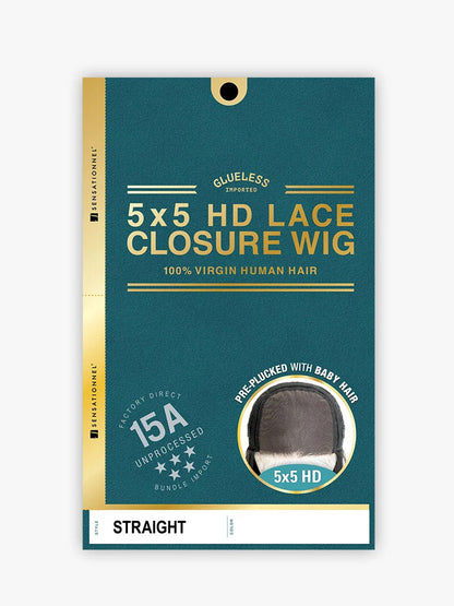 SENSATIONNEL 100% Virgin Human Hair 5X5 HD Lace Closure Wig - 15A Straight (20"-24")