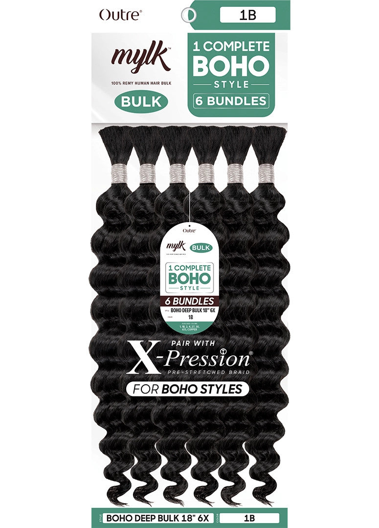 OUTRE 100% Remil Human Hair Baid - 6x Mylk Boho Deep Bulk (14"-18")