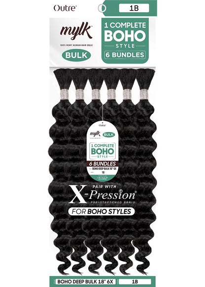 OUTRE 100% Remil Human Hair Baid - 6x Mylk Boho Deep Bulk (14"-18")
