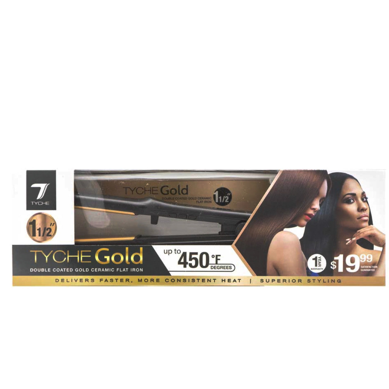 TYCHE Gold Double Coated Gold Ceramic Flat Iron
