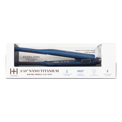 Annie Hot & Hotter Nano Titanium Digital Pencil Flat Iron 3/10"(Blue)
