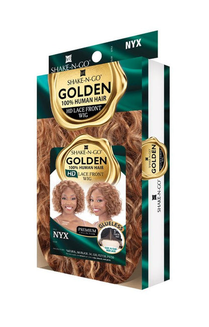 SHAKE N GO Golden 100% Human Hair HD Lace Front Wig - NYX
