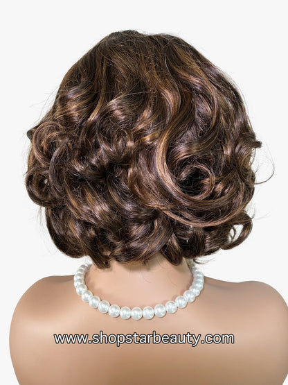 15A PINK LEMON GOLD 100% Human Hair 6X5 Lace Front Wig - CIARA (T1B/P2/30)