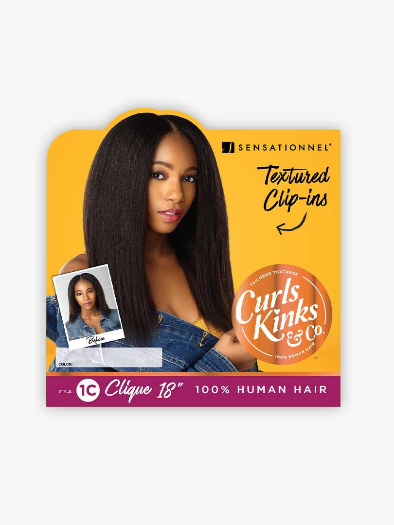 SENSATIONNEL Curls& Kinks Textured Kinky Straight Clip-Ins -1C CLIQUE(16"/18"/20")