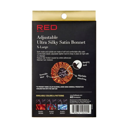 RED Adjustable Ultra Silky Satin Bonnet X-Large