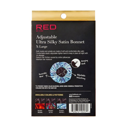 RED Adjustable Ultra Silky Satin Bonnet X-Large