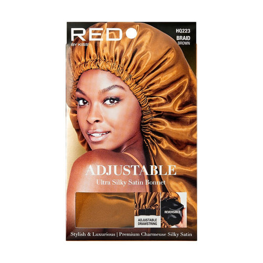 RED Adjustable Ultra Silky Satin Bonnet Braid