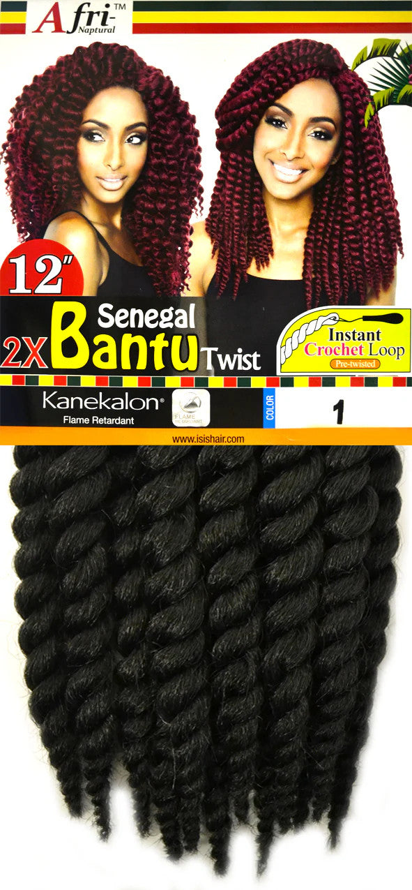 MANE CONCEPT Afri-Naptural Synthetic Pre-twisted Crochet Braid - 2X SENEGAL BANTU TWIST 12"