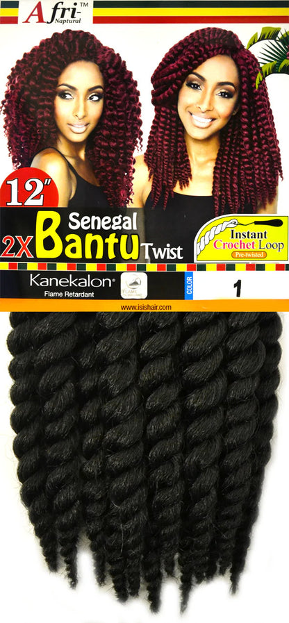 MANE CONCEPT Afri-Naptural Synthetic Pre-twisted Crochet Braid - 2X SENEGAL BANTU TWIST 12"