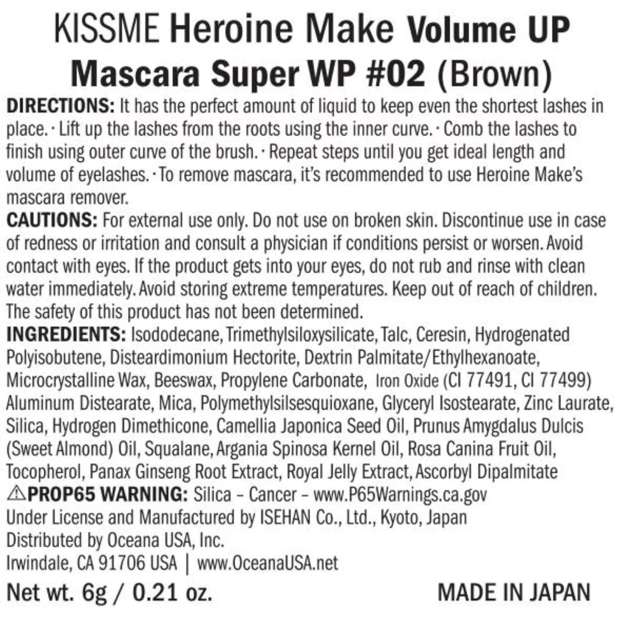 KISS ME Heroine Super Waterproof Make Long Up Mascara