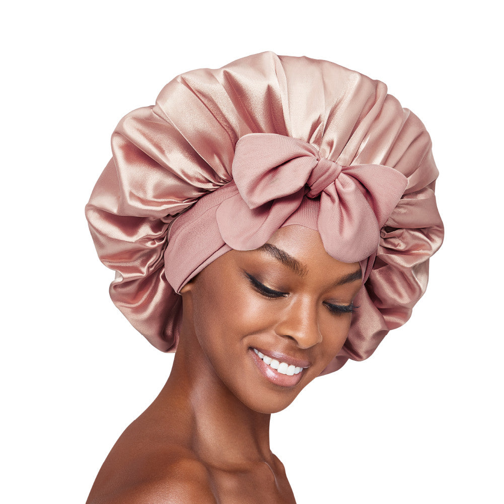 RED Adjustable Satin Bonnet with Tie Band