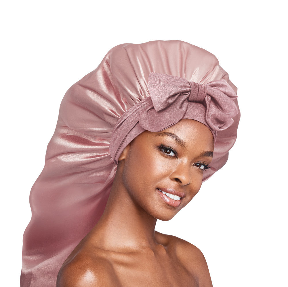 RED Adjustable Satin Bonnet with Tie Band