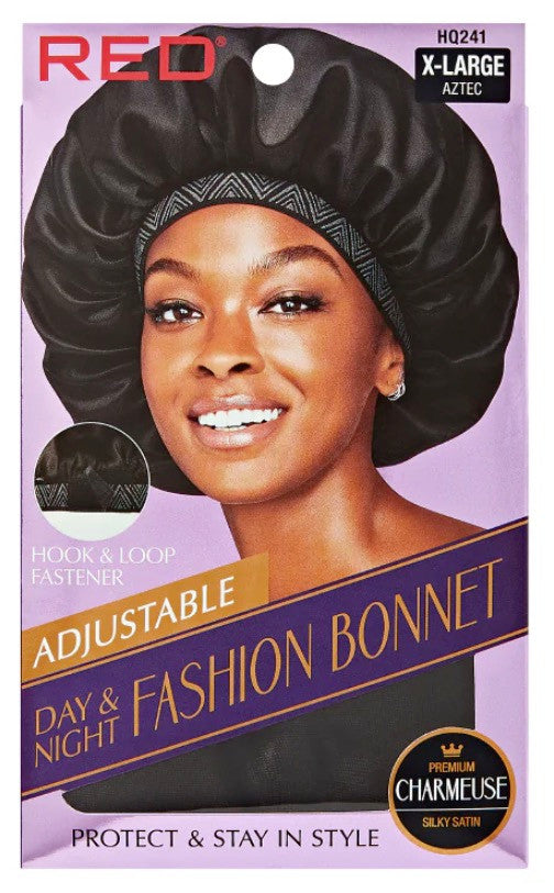 RED Adjustable Day & Night Fashion Hair Bonnet