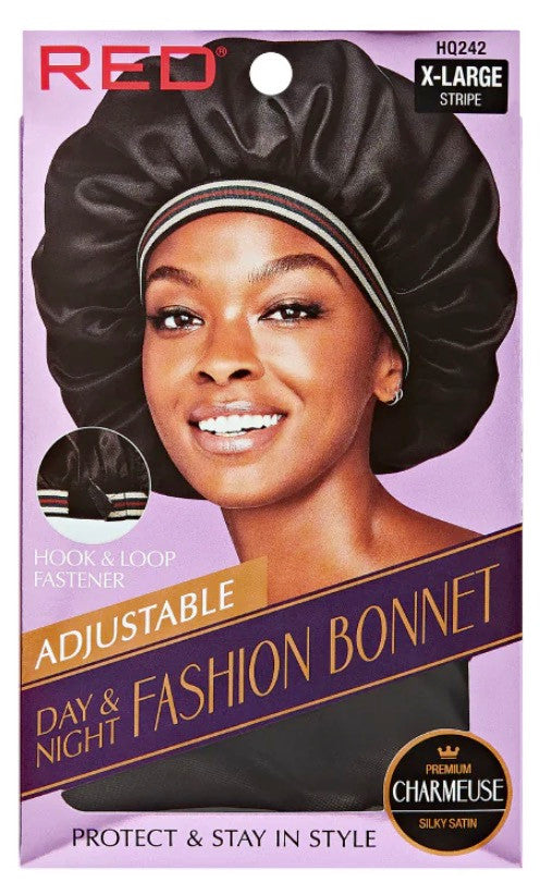 RED Adjustable Day & Night Fashion Hair Bonnet
