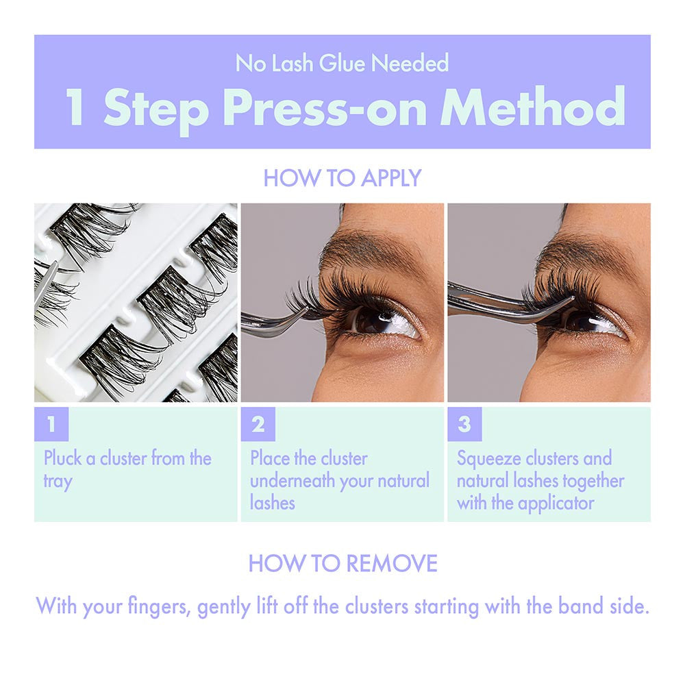 KISS i Envy Press & Go Press-On Pre-Glued Lash Clusters All-In-One Lash Kit