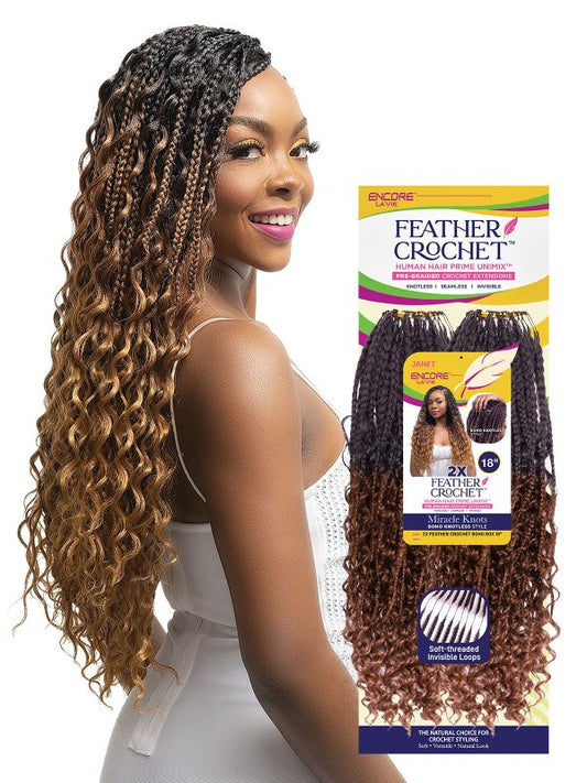 Janet Collection Encore La Vie 2X Feather Crochet Braid - Boho Box 18"