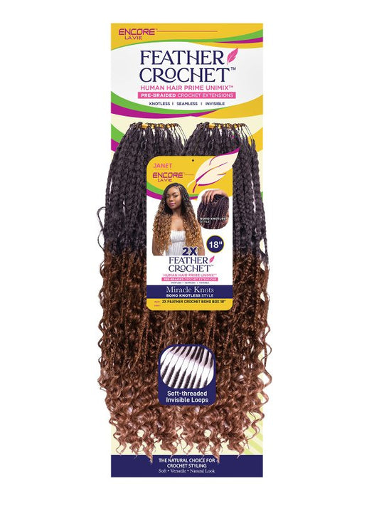 Janet Collection Encore La Vie 2X Feather Crochet Braid - Boho Box 18"