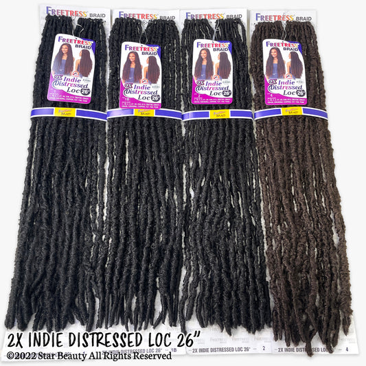 SHAKE N GO FreeTress Synthetic Hair Crochet Braids - 2X Indie Distressed Loc 26"