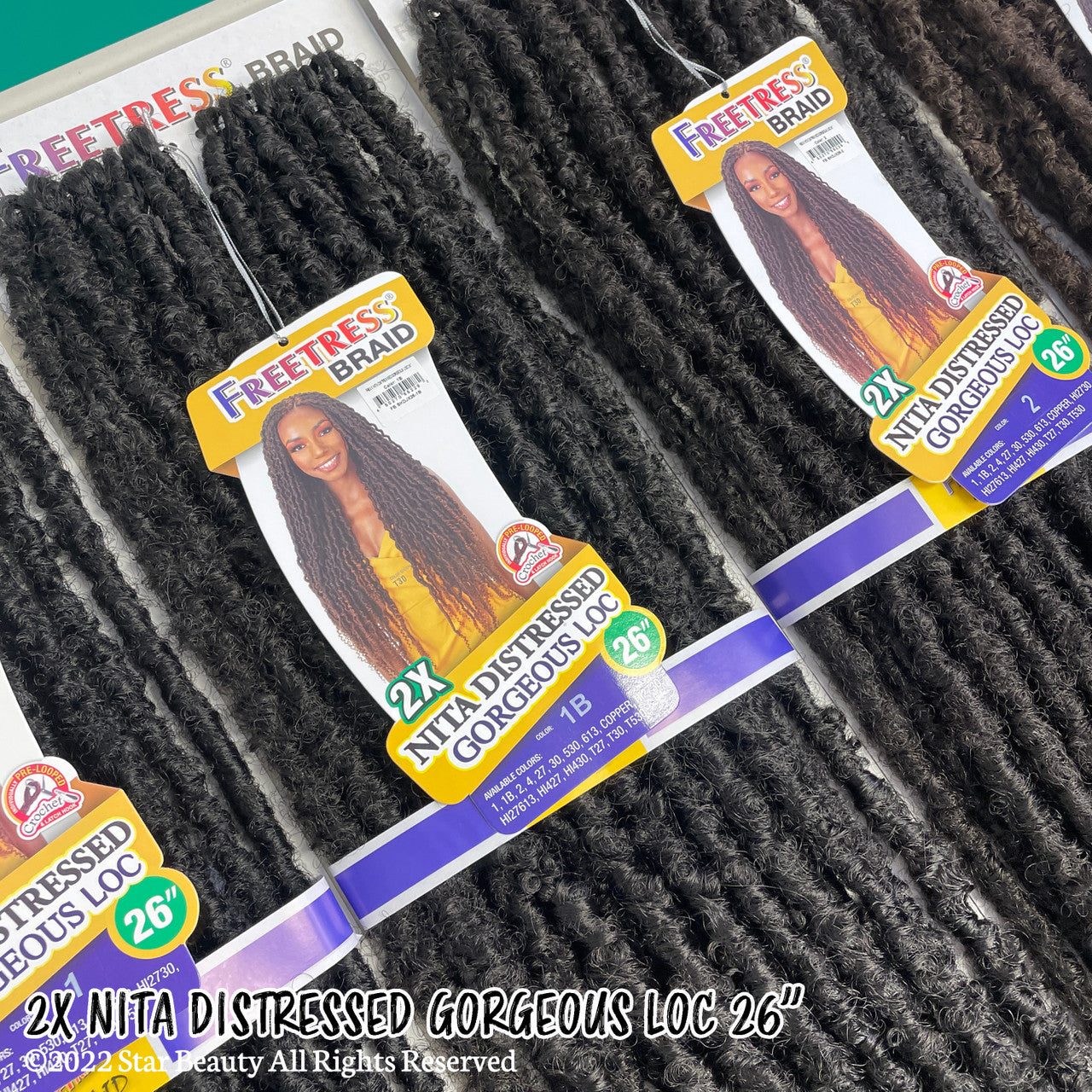SHAKE N GO FreeTress Synthetic Hair Crochet Braids - 2X Nita Distressed Gorgeous Loc 26"
