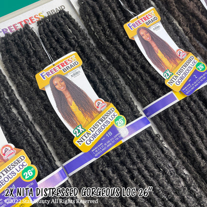 SHAKE N GO FreeTress Synthetic Hair Crochet Braids - 2X Nita Distressed Gorgeous Loc 26"