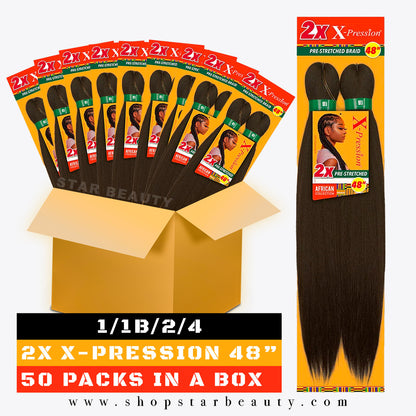 [BOX DEAL] Sensationnel Synthetic 2X X-Pression Pre-Stretched Braid 48" (50 packs/box)